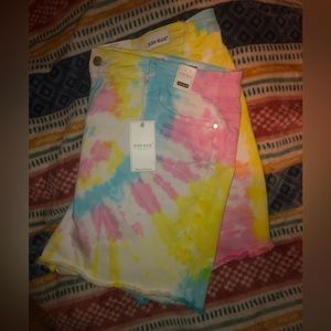 Judy Blue 3XL Tie Dye Denim Raw Hymn Shorts